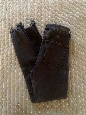 Abercrombie & Fitch Black Skinny Jeans with Frayed Hem
